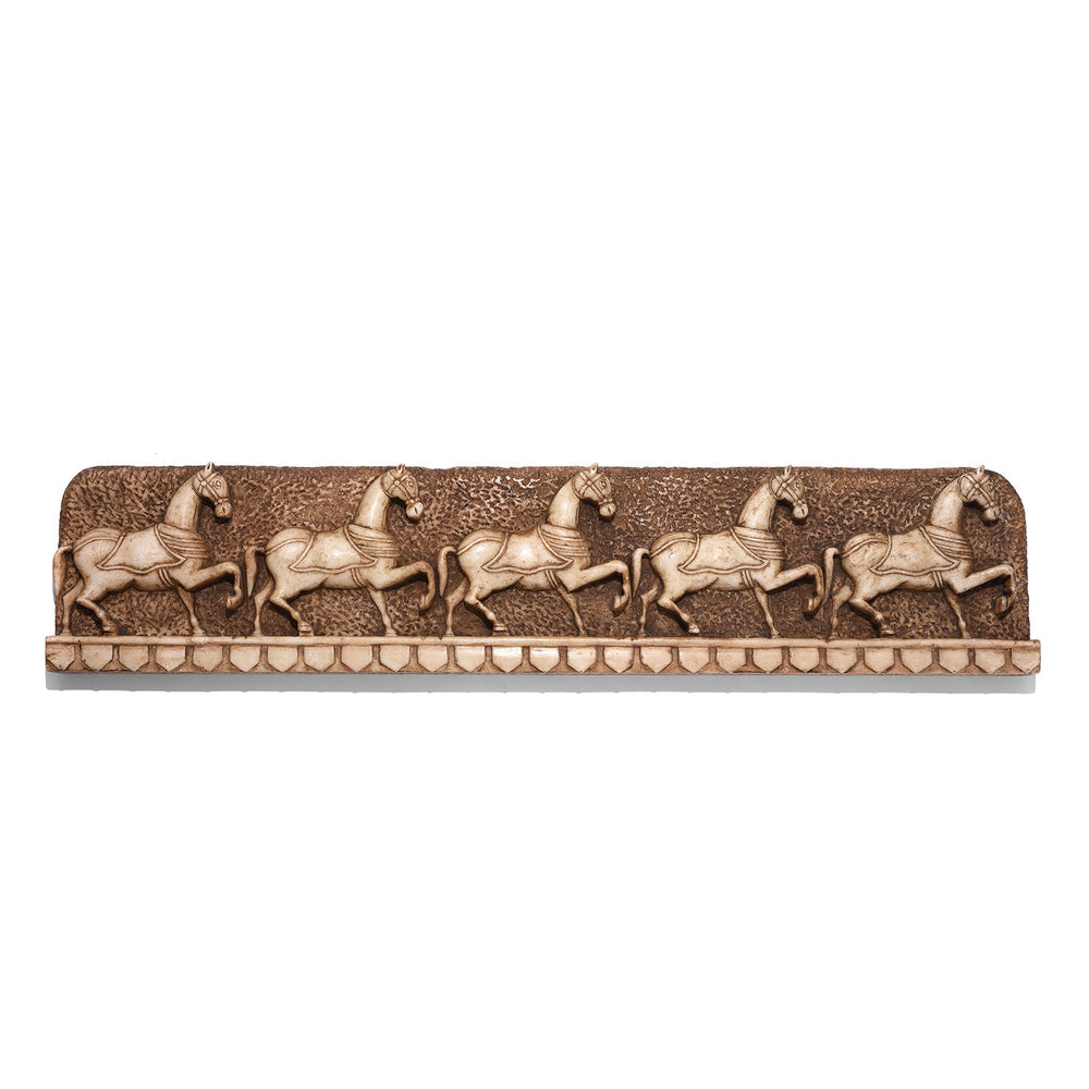 Hand Carved Indian White Marble Horse Panel - Mughal Style | Indigo Antiques (Facing Right)
