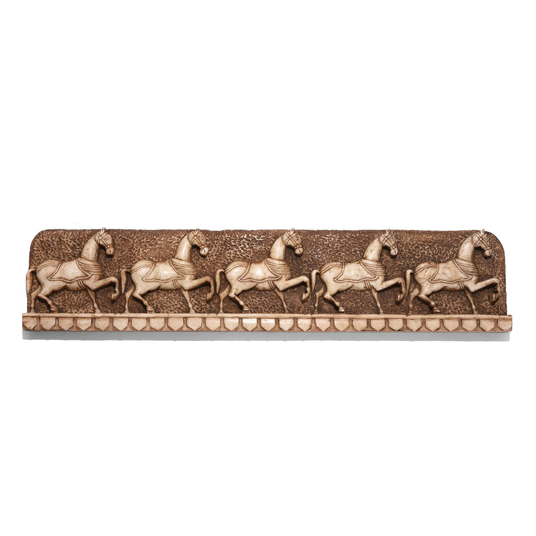 Hand Carved Indian White Marble Horse Panel - Mughal Style | Indigo Antiques (Facing Right)