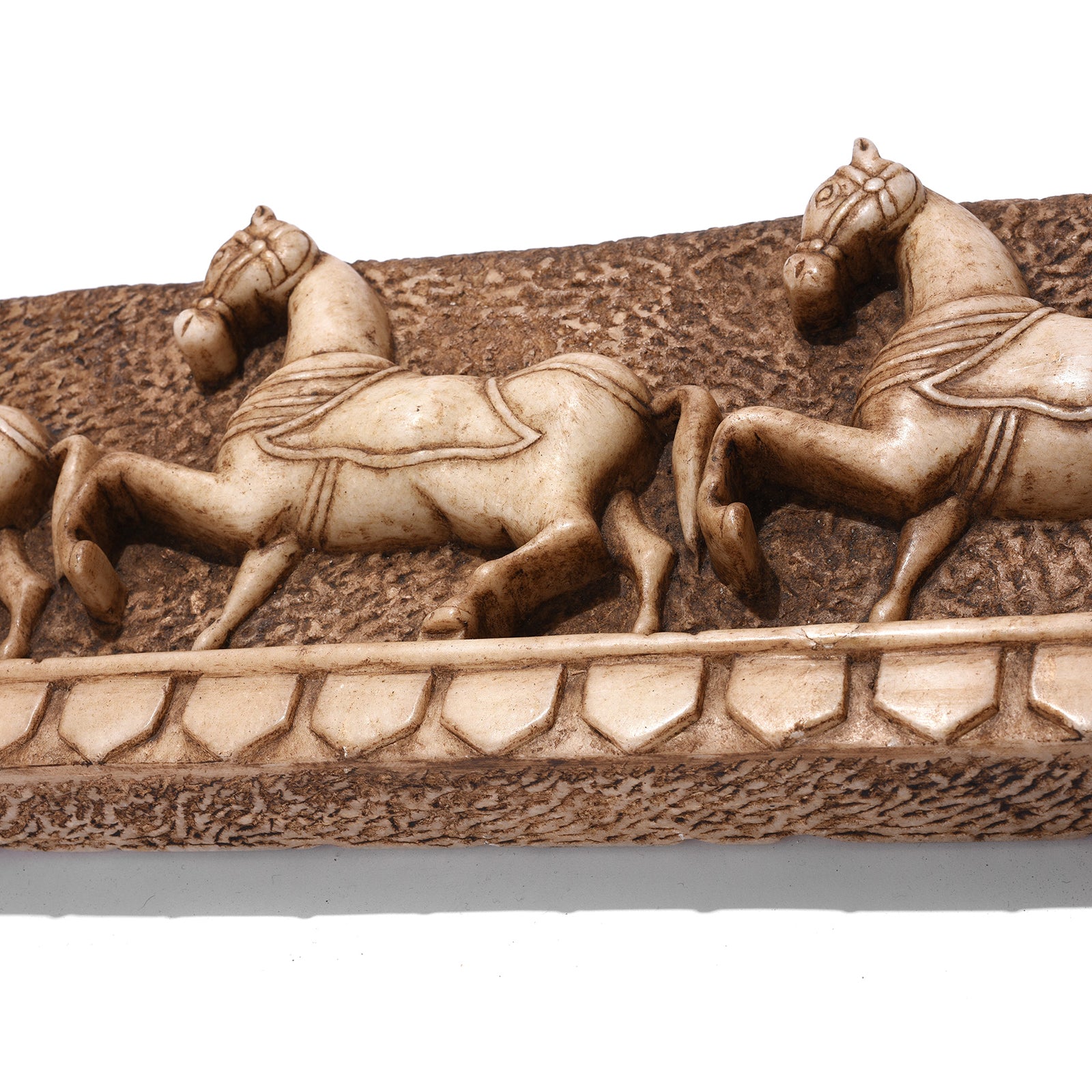 Hand Carved Marble Horse Panel - Mughal Style Hand Carved Marble Horse Panel - Mughal Style