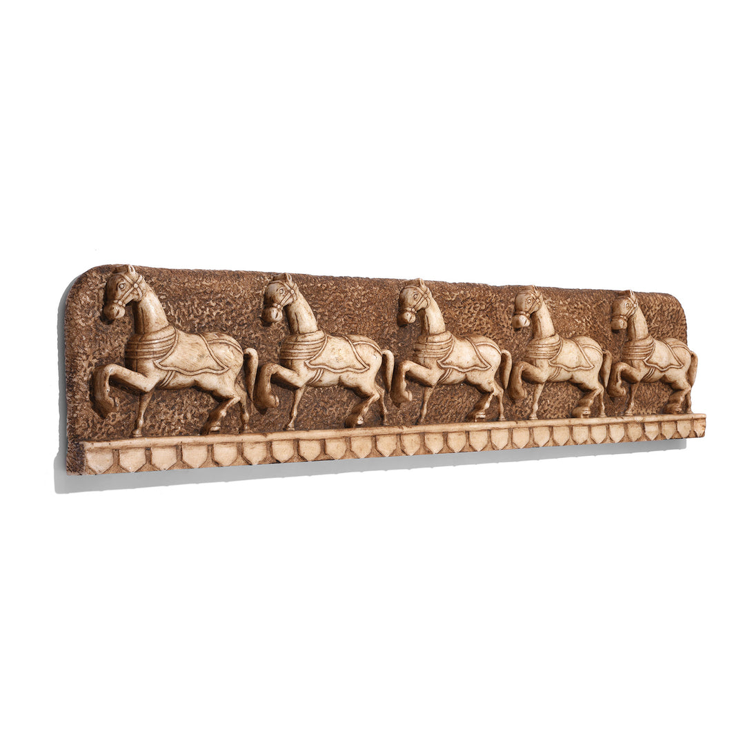 Side detail of a Hand Carved Indian White Marble Horse Panel - Mughal Style | Indigo Antiques