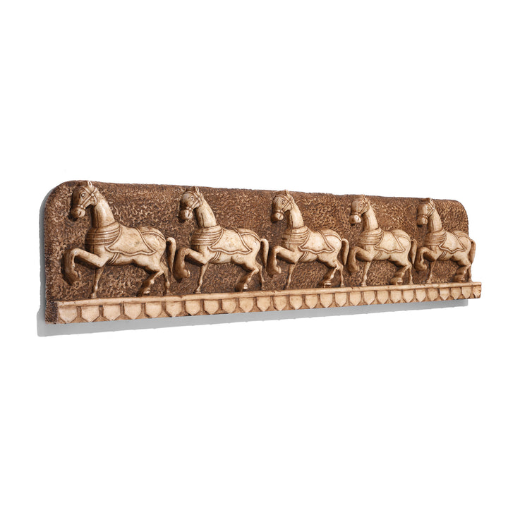 Side detail of a Hand Carved Indian White Marble Horse Panel - Mughal Style | Indigo Antiques