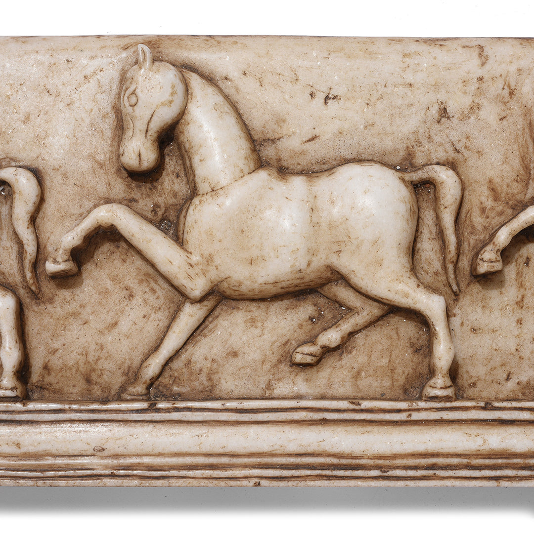 Mughal Style White Marble Horse Panel (Left Facing)