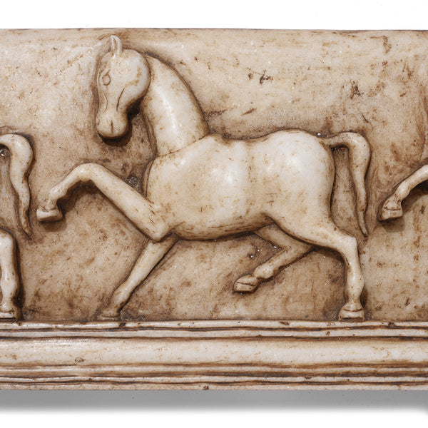 Mughal Style White Marble Horse Panel (Left Facing)