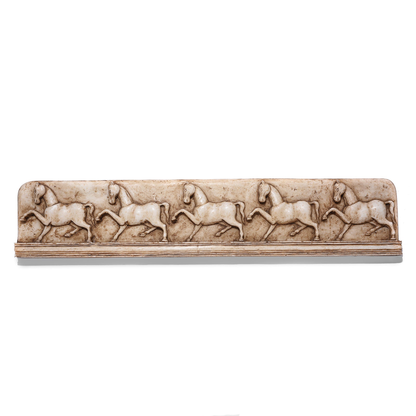 Mughal Style White Marble Horse Panel (Left Facing)
