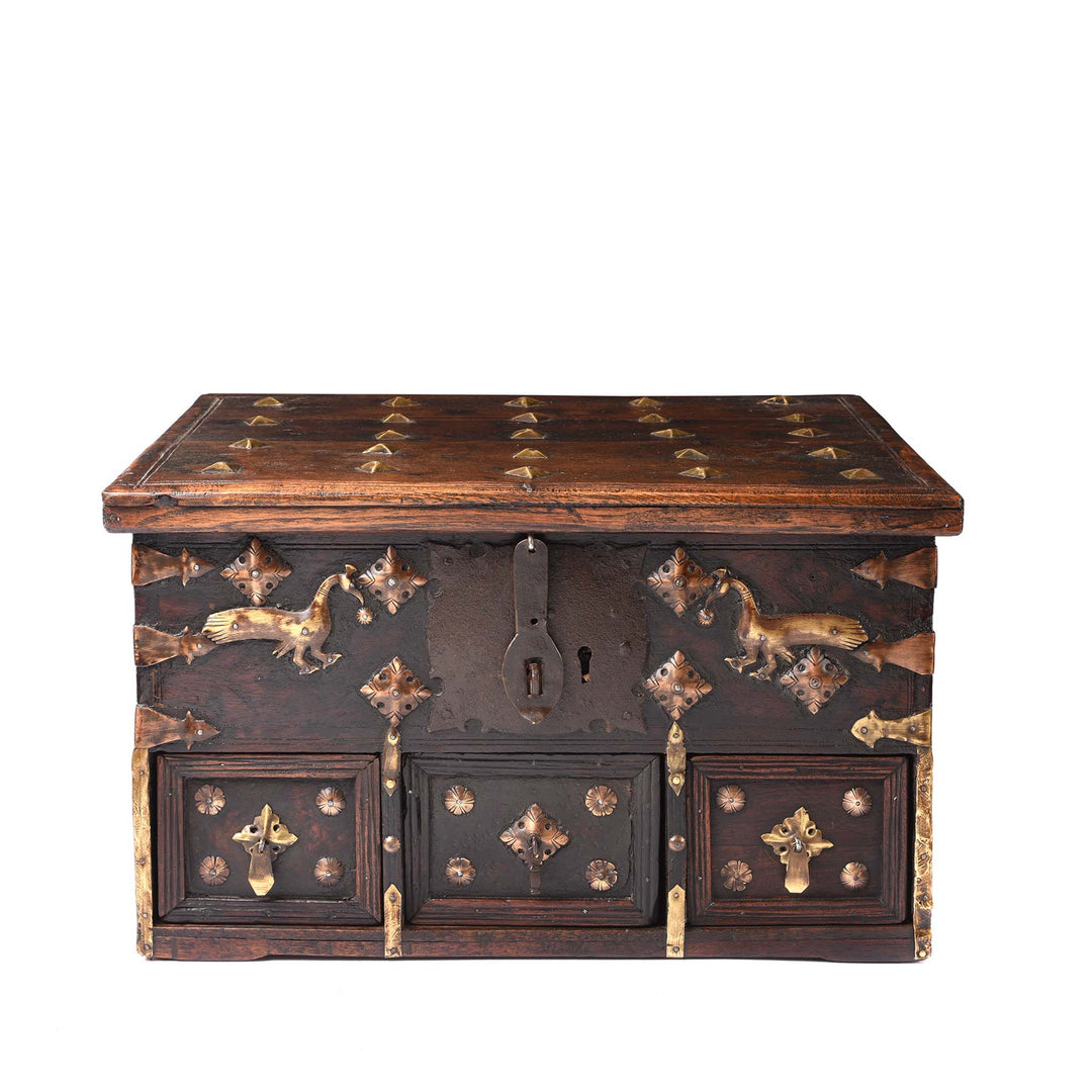 Rosewood Jewellery Box With Brass Peacocks - 19thC | Indigo Antiques