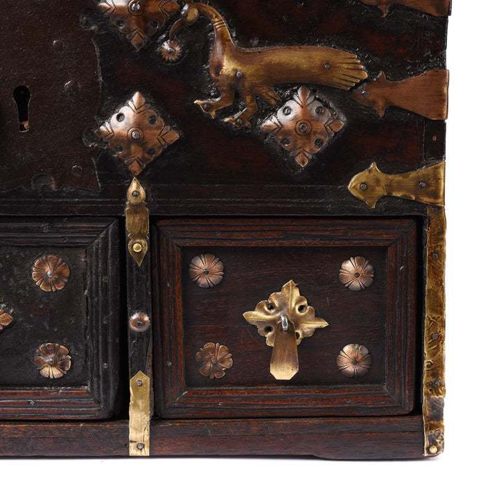 Drawer Detail From Rosewood Jewellery Box With Brass Peacocks - 19thC | Indigo Antiques