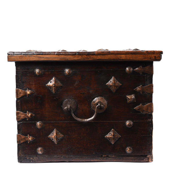 Rosewood Jewellery Box With Brass Peacocks - 19thC