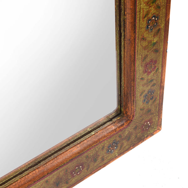Carved Teak Mihrab Mirror With Traditional Painting