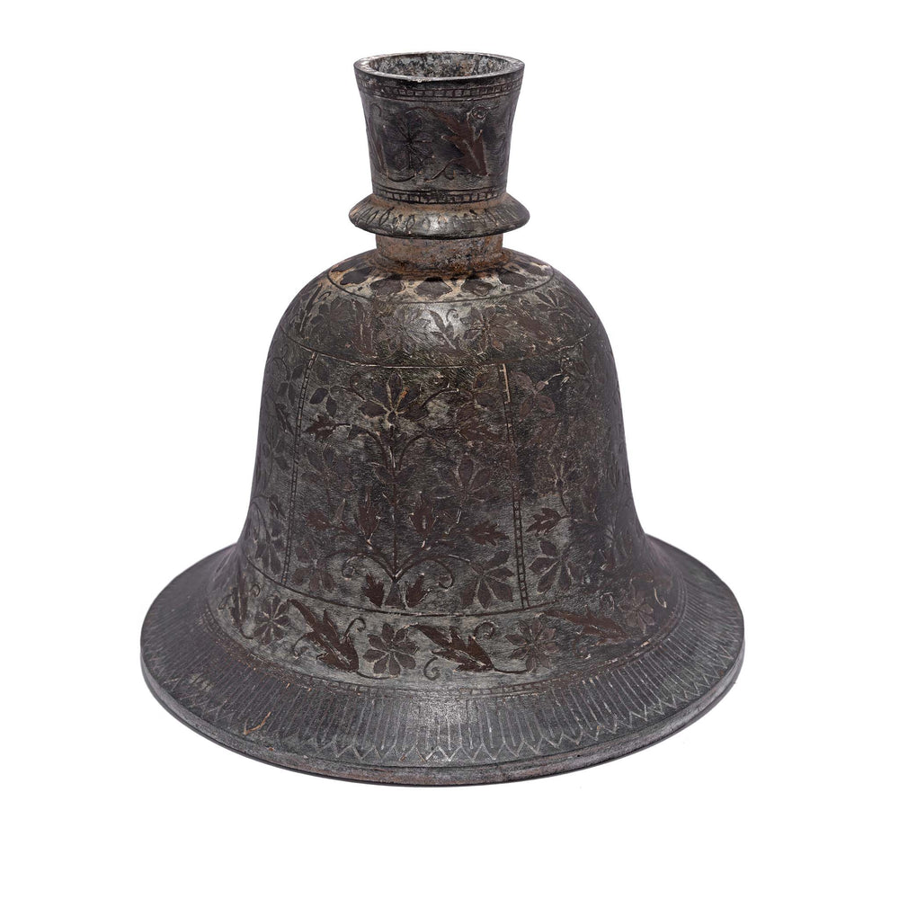 Reverse Of Antique Bidri Hookah Base From India - 19Thc | INDIGO ANTIQUES