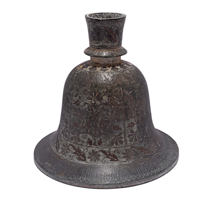 Reverse Of Antique Bidri Hookah Base From India - 19Thc | INDIGO ANTIQUES