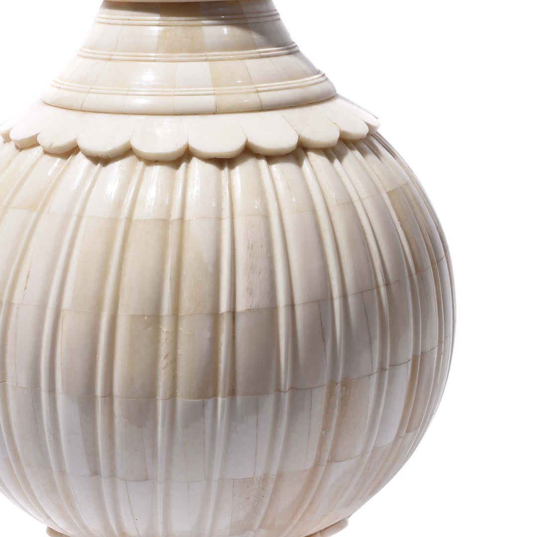 Detail From Tall Mughal Style Bone Inlaid Lamp Base | Indigo Antiques