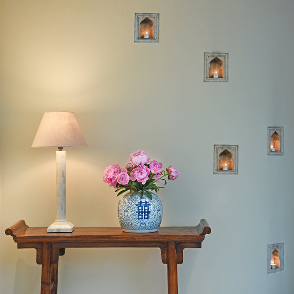 White Marble Lamp Niche (Single) - Mughal Style