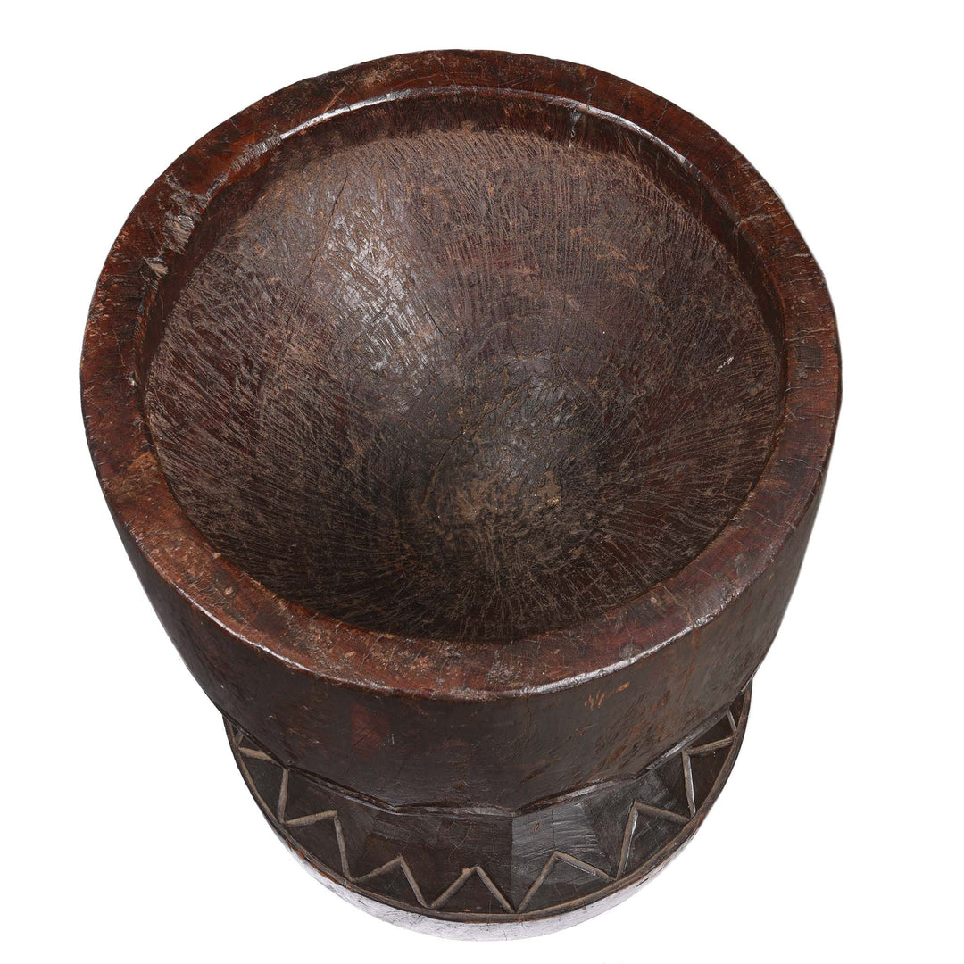 Top Down View Of Grain Mortar from the Himalayas - 19thC | Indigo Antiques