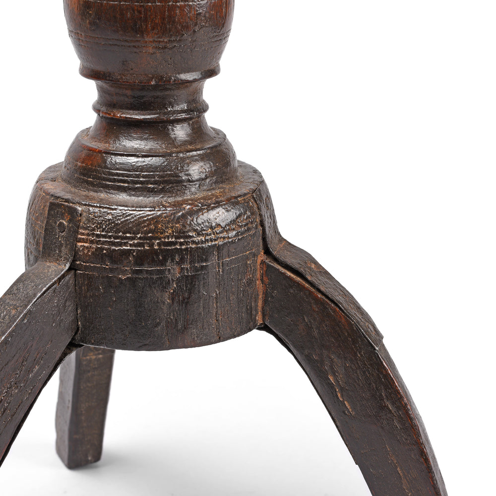 Close Up Detail From Teak Tribal Candlestick from Banswara - 19thC | Indigo Antiques