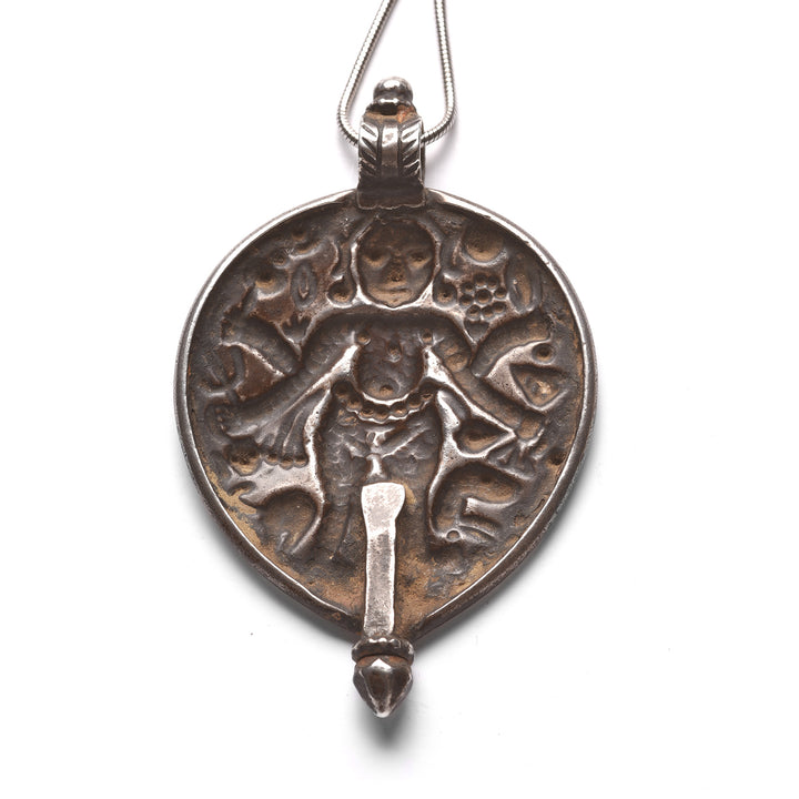 Reverse Of Old Tribal Silver Amulet - from Rajasthan - 19thC | Indigo Antiques