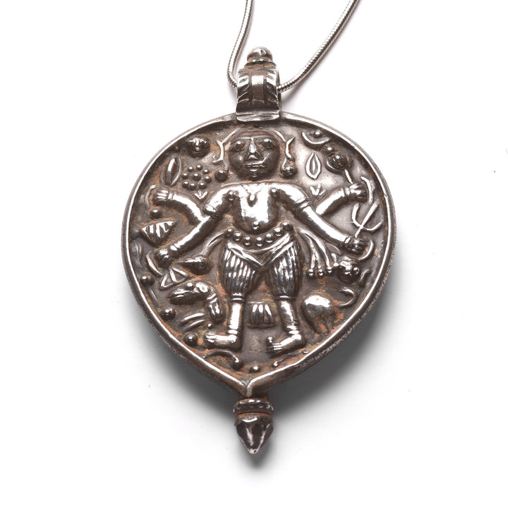 Close Up Of Old Tribal Silver Amulet - from Rajasthan - 19thC | Indigo Antiques