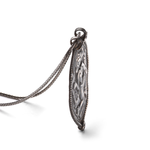Old Tribal Silver Durga Amulet From Rajasthan - 19thC