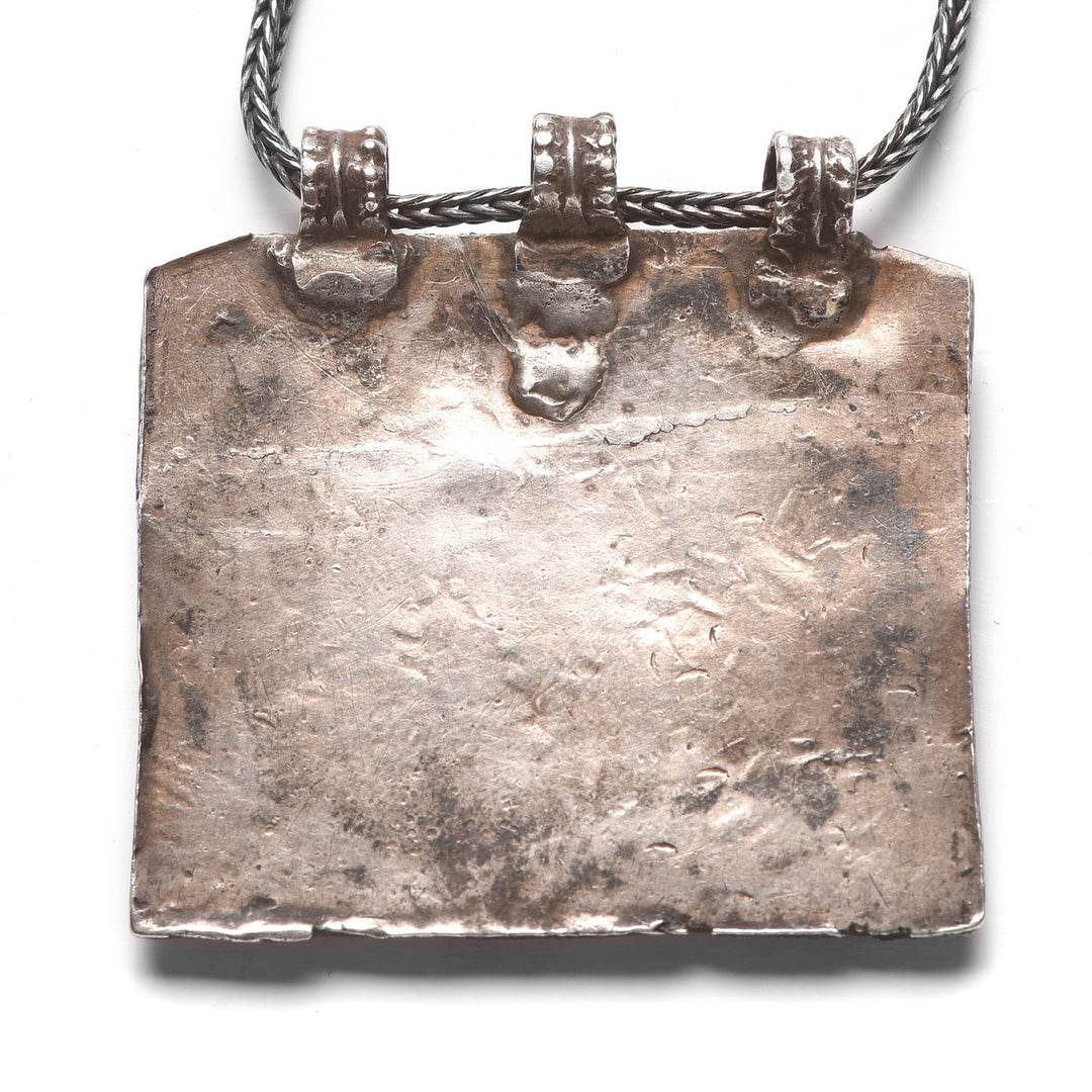 Reverse Of Tribal Indian Silver Ganesh & Parvati Amulet - 19thC | Indigo Antiques