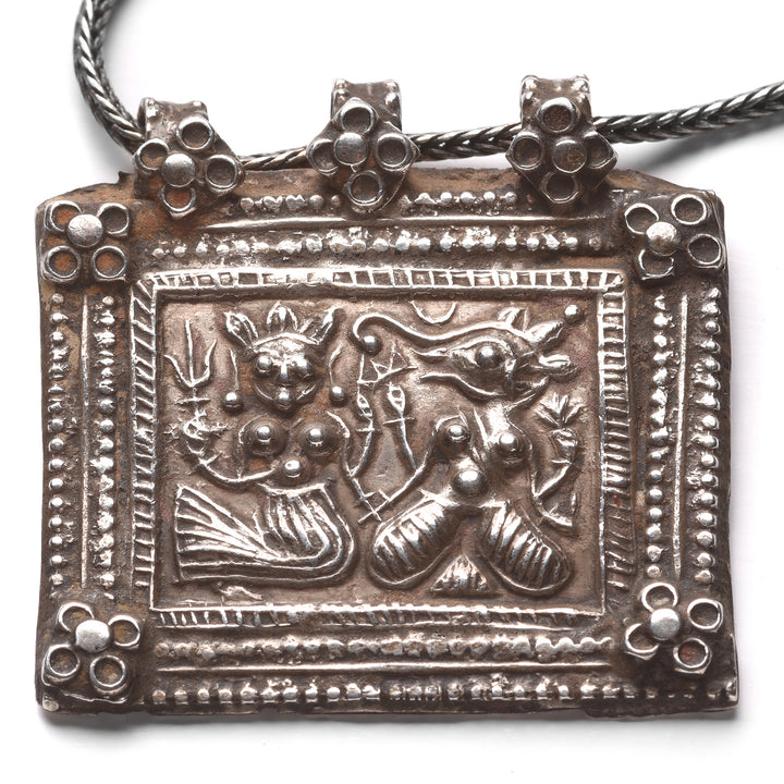 Detail From Tribal Indian Silver Ganesh & Parvati Amulet - 19thC | Indigo Antiques