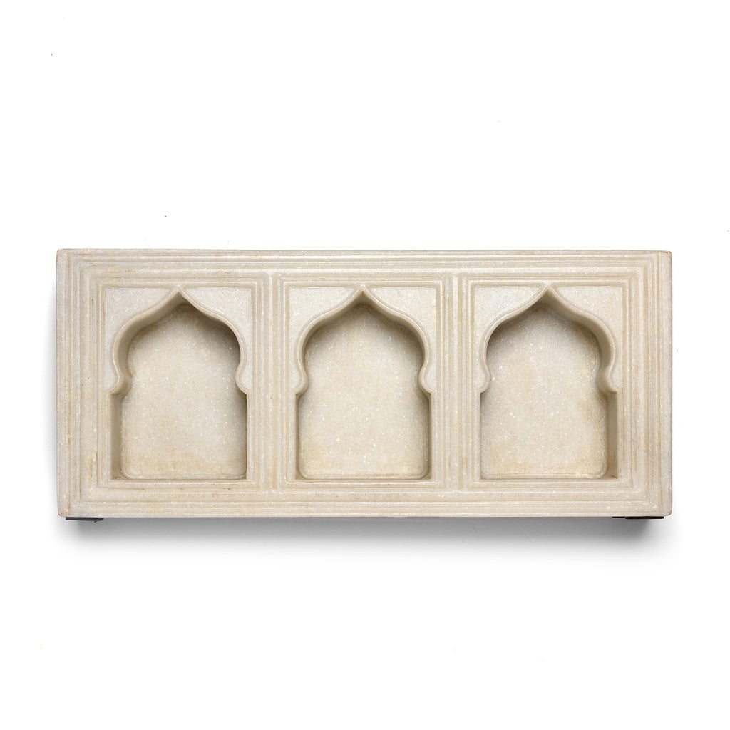 White Marble Lamp Niche (Triple) - Mughal Style