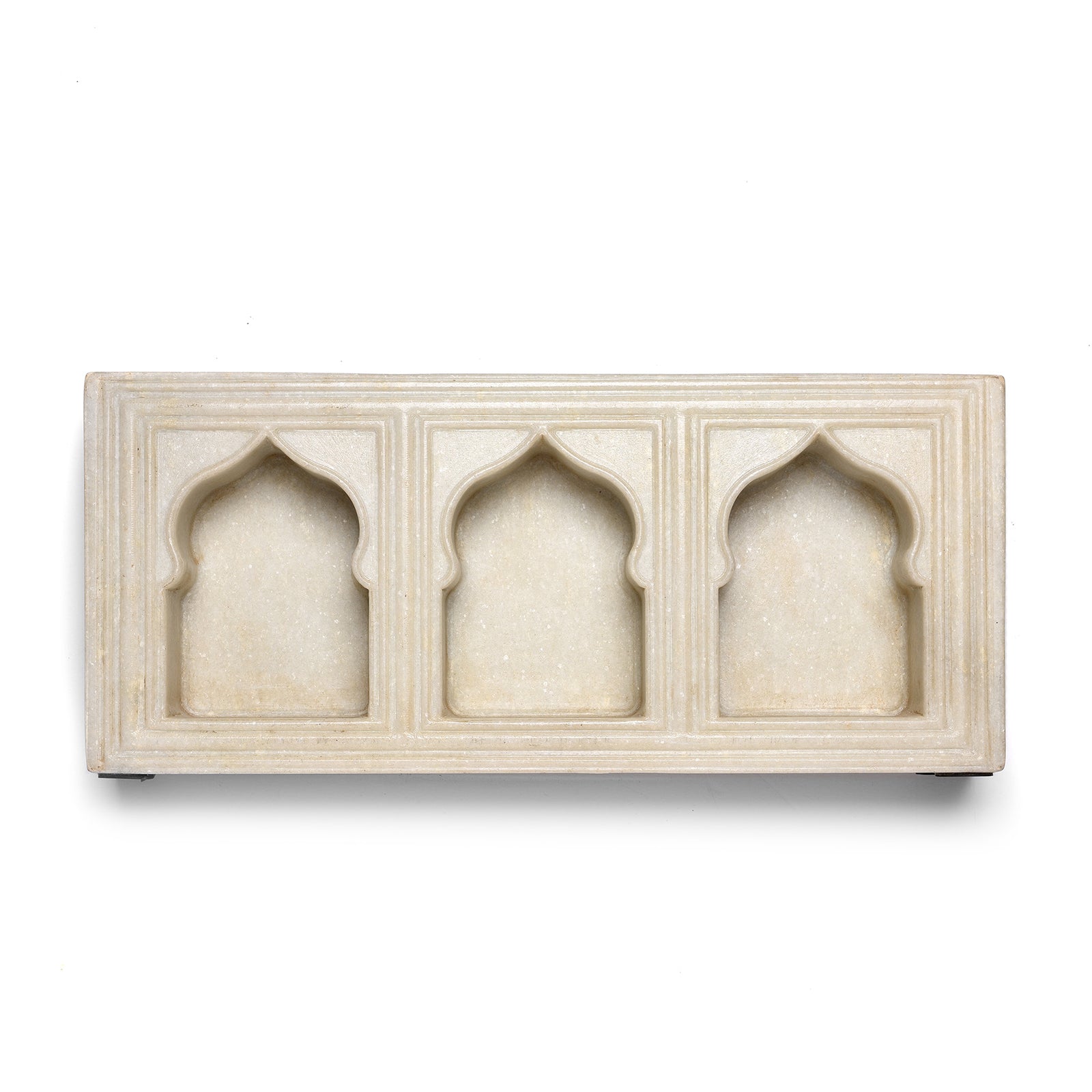 White Marble Lamp Niche (Triple) - Mughal Style | Indigo Antiques