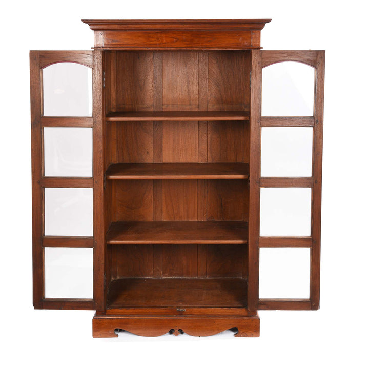 Open Doors View Of Anglo Indian Glazed Book Cabinet - Ca 1930 | Indigo Antiques