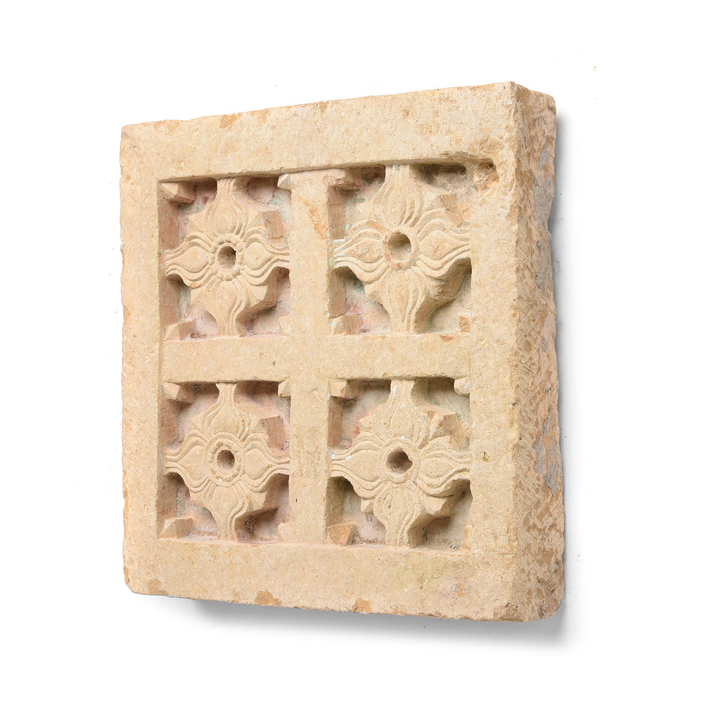 Angled View Of Carved Stone Panel From Rajasthan - 19thC | Indigo Antiques