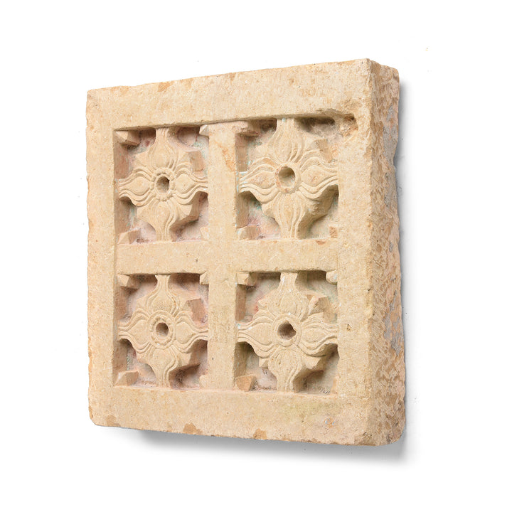 Angled View Of Carved Stone Panel From Rajasthan - 19thC | Indigo Antiques