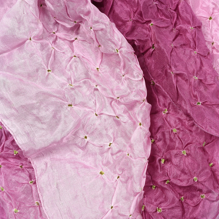 Detail From Silk Scarf - Bandhani Lilac With Green Spot | Indigo Antiques