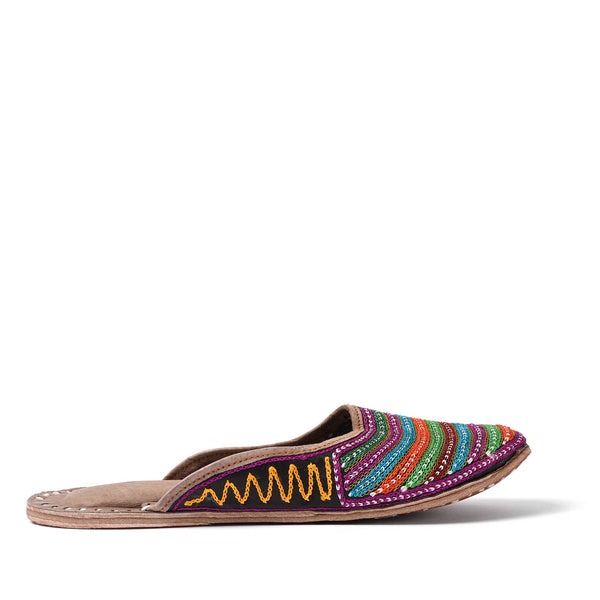 Rainbow Embroidered Jutti Slippers