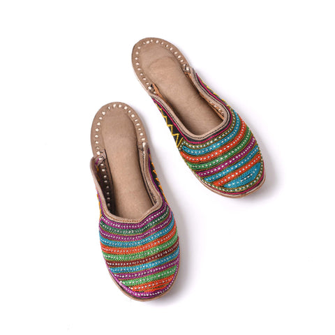 Rainbow Embroidered Jutti Slippers