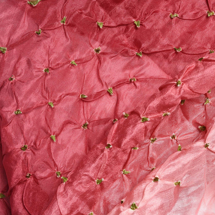 Detail From Rose Red Bandhani Silk Scarf from Rajasthan | Indigo Antiques
