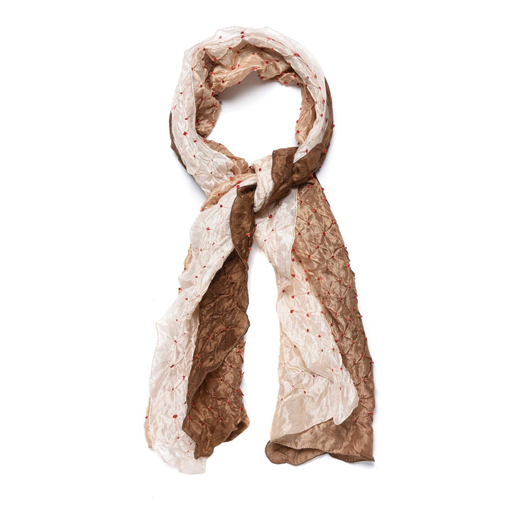 Pearl Grey Bandhani Silk Scarf from Rajasthan | Indigo Antiques