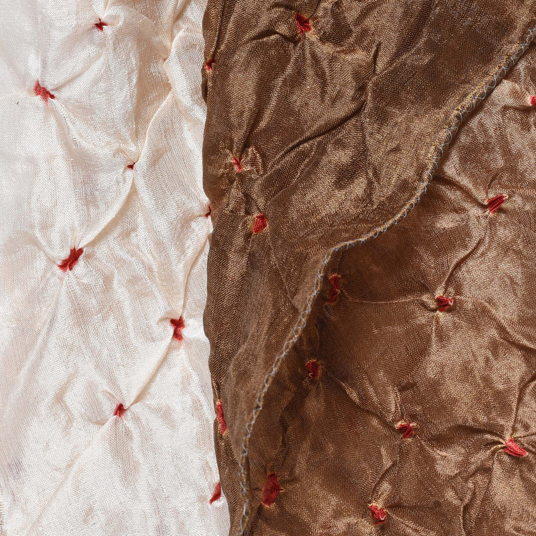 Detail From Pearl Grey Bandhani Silk Scarf from Rajasthan | Indigo Antiques