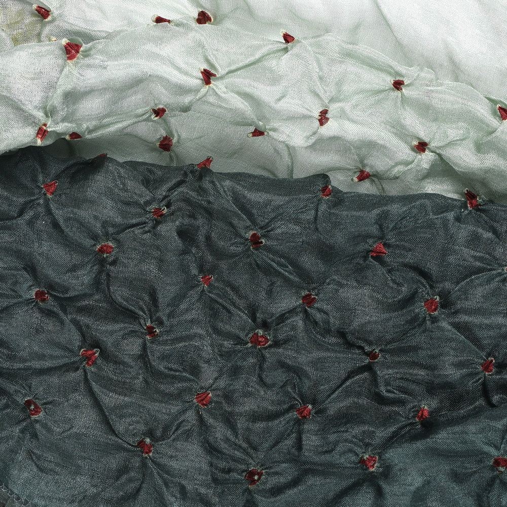 Silk Scarf - Bandhani - Sea Green with Red Dot | Indigo Antiques