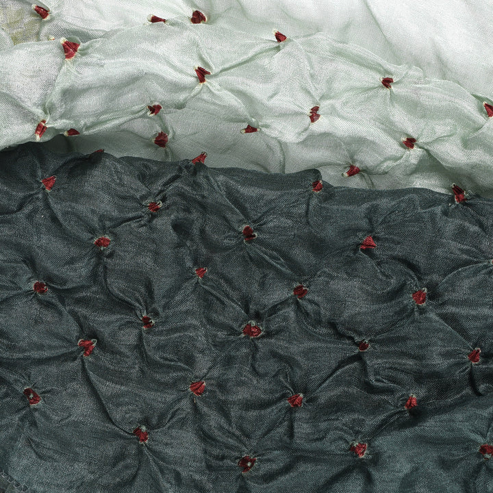 Silk Scarf - Bandhani - Sea Green with Red Dot | Indigo Antiques