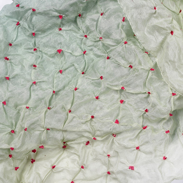Celadon Green Silk Bandhani Scarf