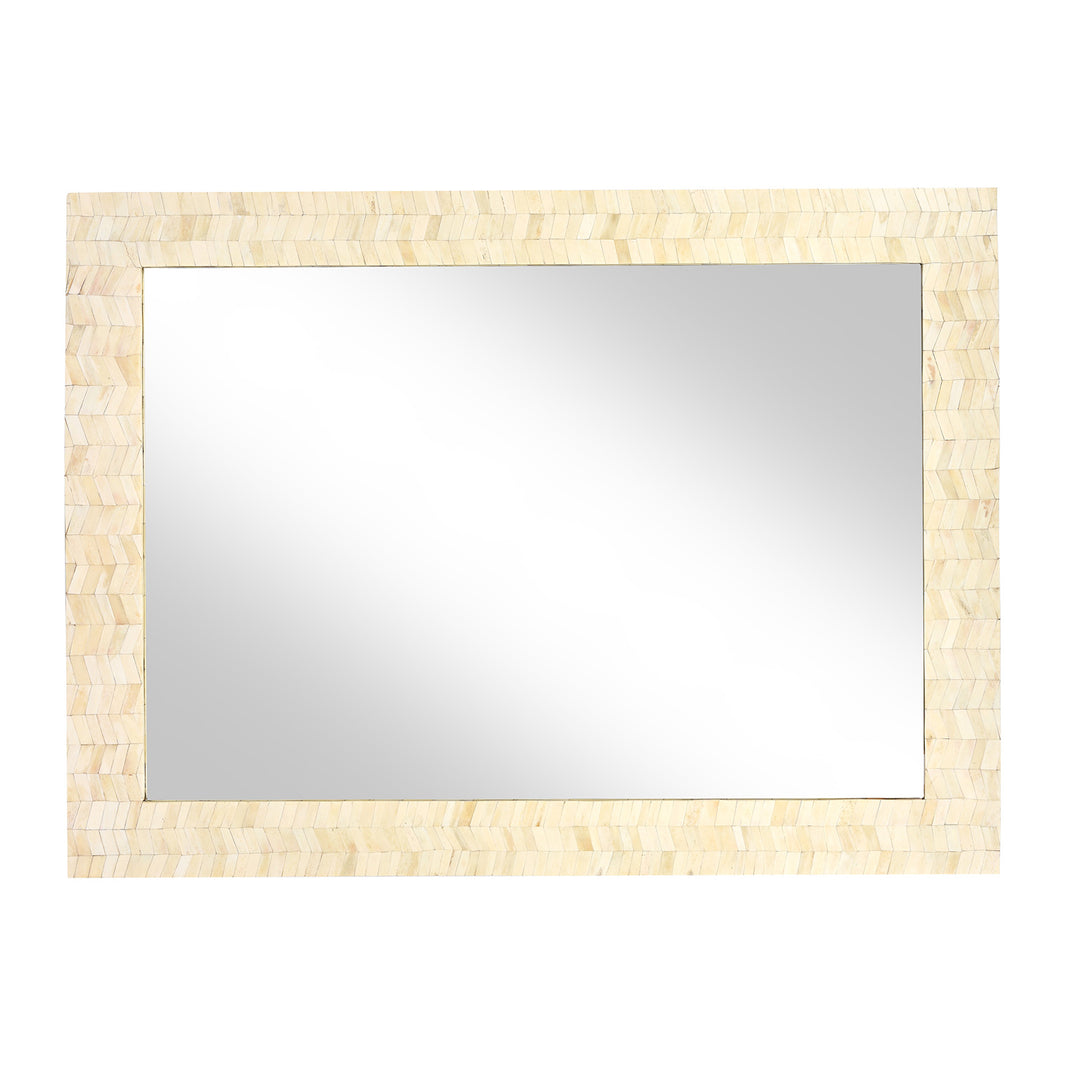Landscape View Of Camel Bone Inlaid Mirror Frame from Rajasthan | INDIGO ANTIQUES