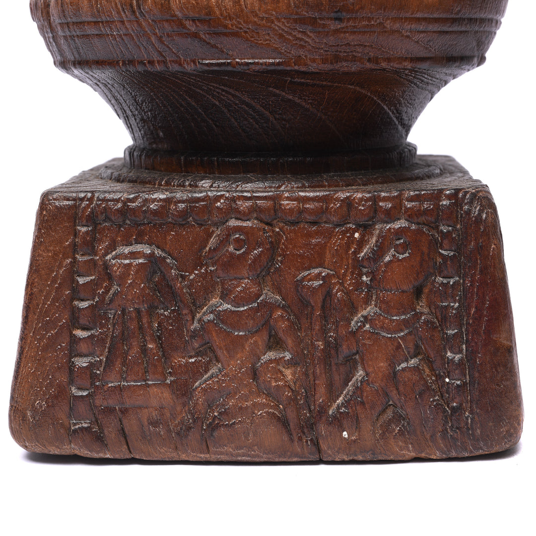 Detail Of Candle stand Made From Old Indian Teak Seed Drill - 19thC | Indigo Antiques