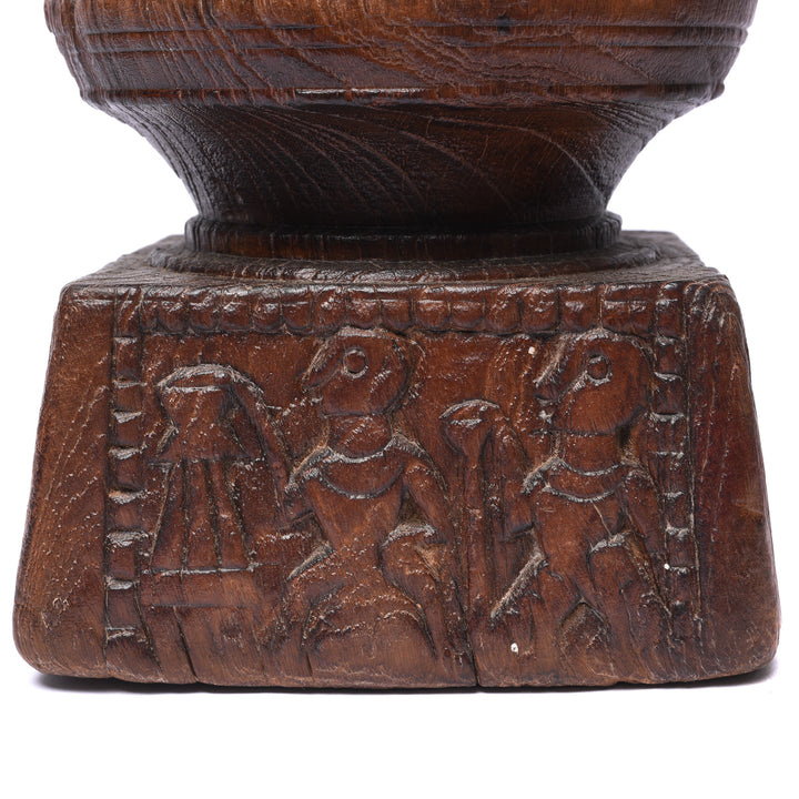 Detail Of Candle stand Made From Old Indian Teak Seed Drill - 19thC | Indigo Antiques