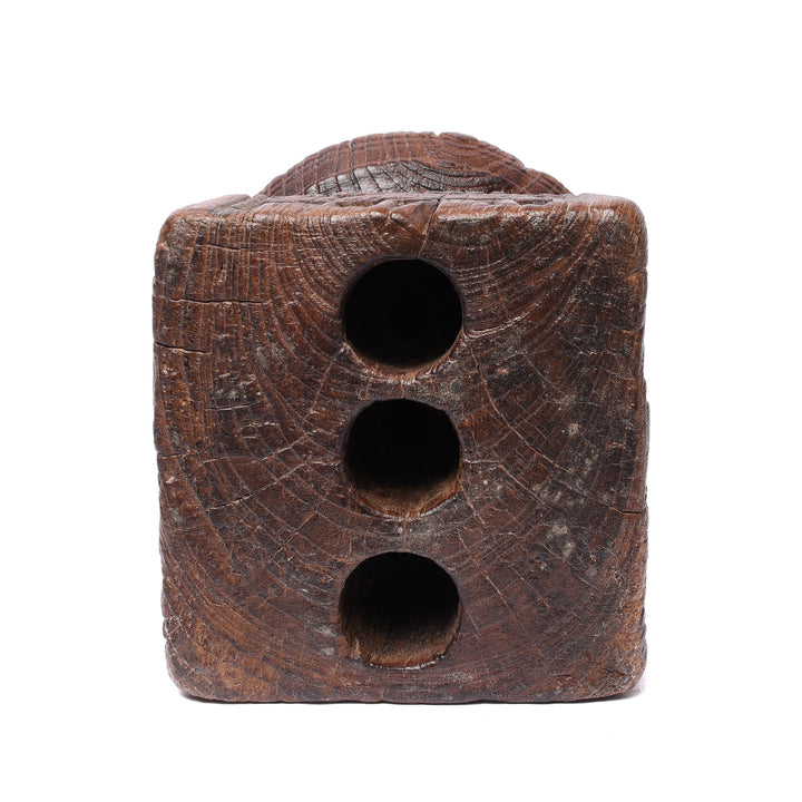 Underneath Of Candle stand Made From Old Indian Teak Seed Drill - 19thC | Indigo Antiques