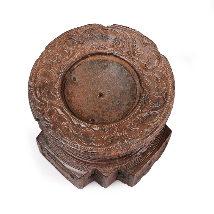 Top Down View Of Antique Indian Candlestand - Seed Drill - 19th Century | Indigo Antiques