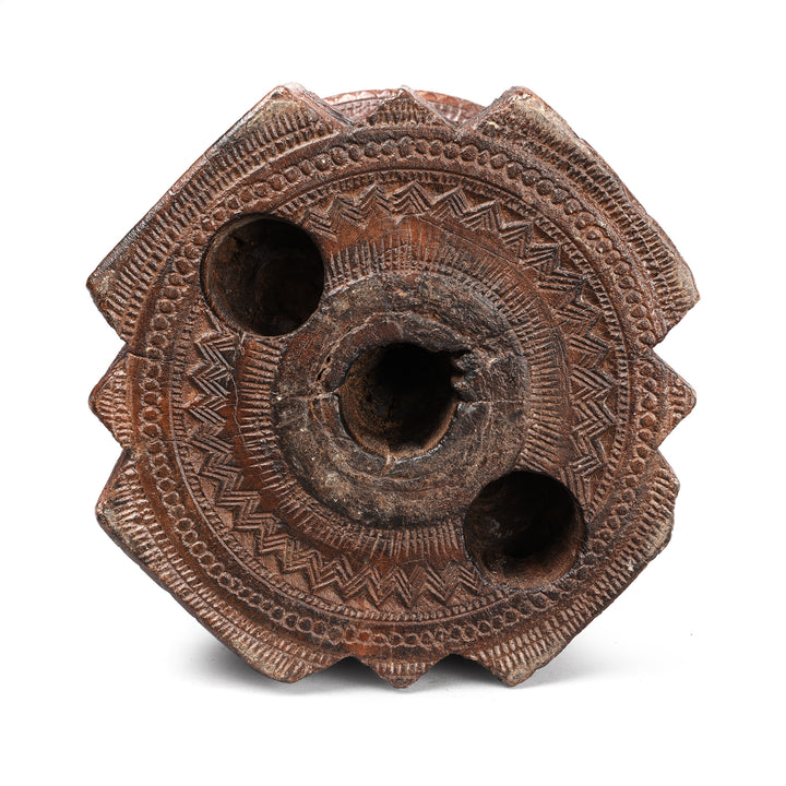 Bottom Detail From Antique Indian Candlestand - Seed Drill - 19th Century | Indigo Antiques