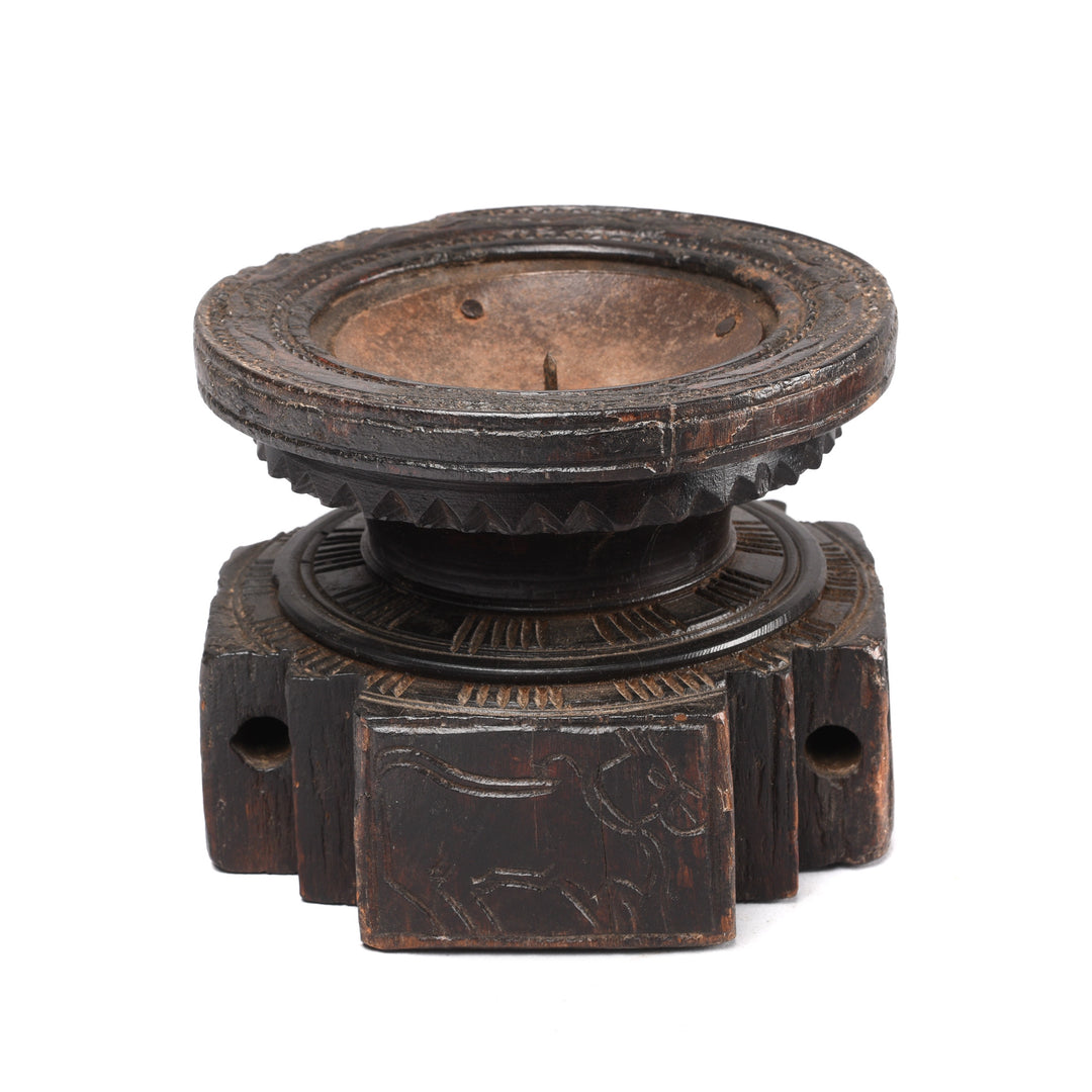 Antique Carved Rosewood Candlestand Seed Drill - 19th Century