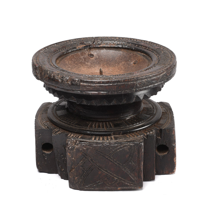 Antique Carved Rosewood Candlestand Seed Drill - 19th Century