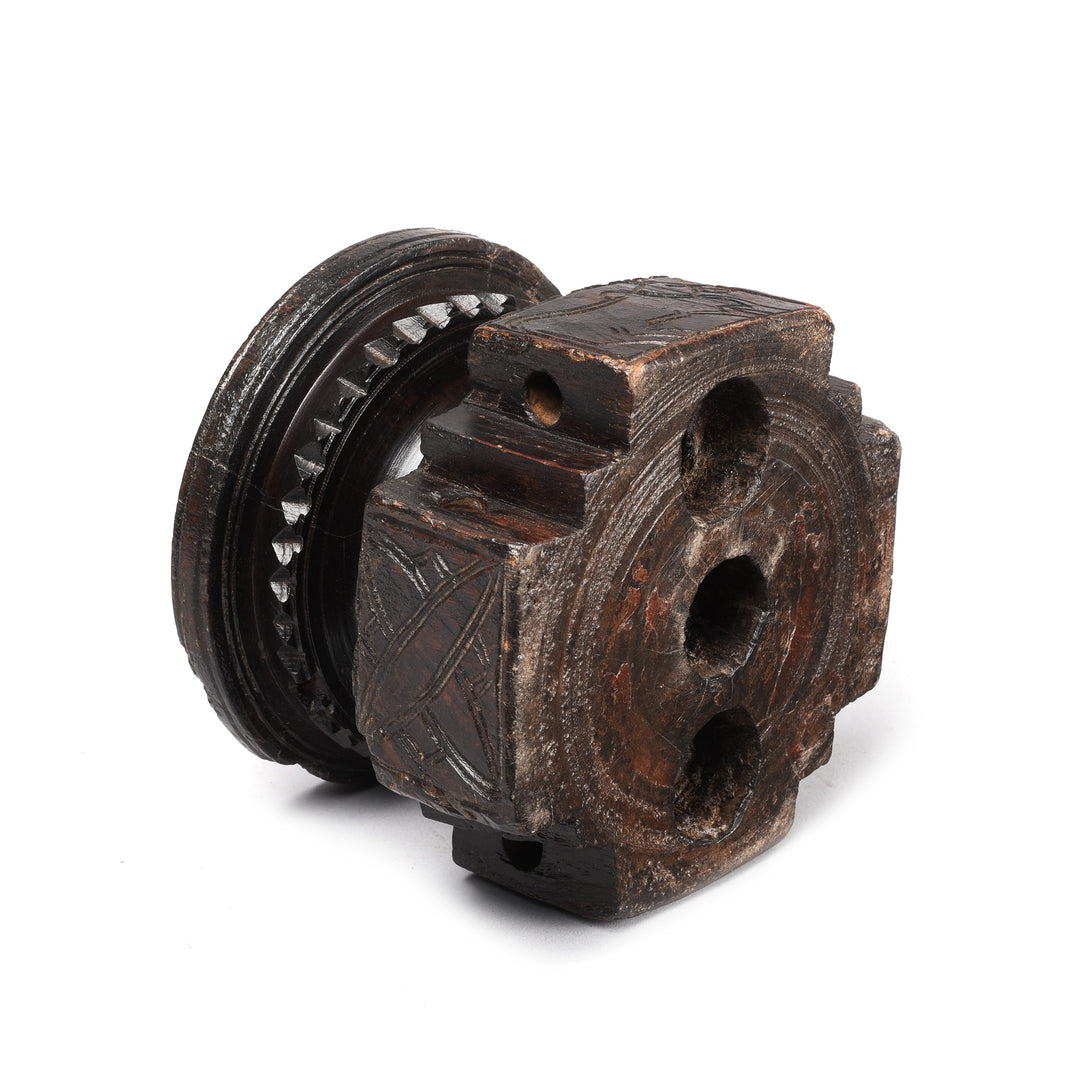 Bottom View Of Antique Carved Rosewood Candlestand Seed Drill - 19th Century
