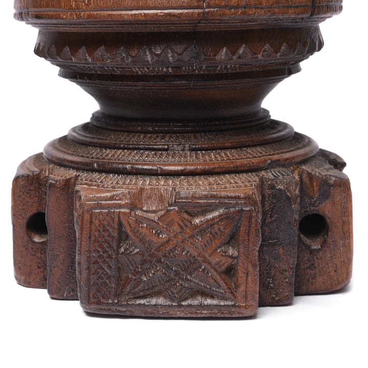 Detail Of Candle stand Made From Old Indian Rosewood Seed Drill - 19thC | Indigo Antiques