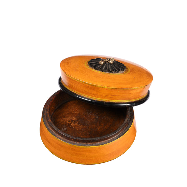 Indian Orange Lacquer Pot