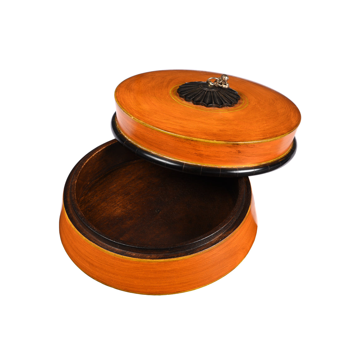 Medium Orange Lacquer Pot | Indigo Antiques