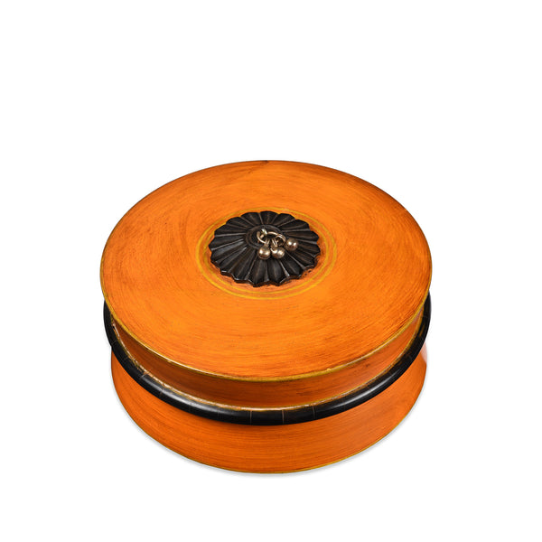 Indian Orange Lacquer Pot